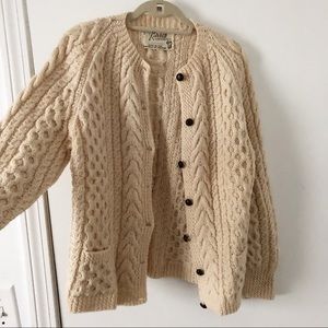 Kinvara Vintage Cable Knit Wool Cardigan